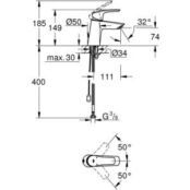 Смеситель для раковины Grohe Eurosmart с цепочкой, хром (23966003) 23966003 фото 2