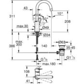 Смеситель для раковины Grohe BauLoop с донным клапаном, хром (23763001) 23763001 фото 2