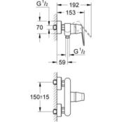 Смеситель для душа Grohe Eurosmart Cosmopolitan с душевым гарнитуром, хром 32837000 + 26083002 фото 2