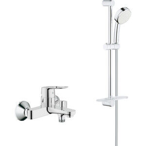 Смеситель для ванны Grohe BauLoop с душевым гарнитуром, хром (23341000, 260 23341000 + 26083002 фото 1