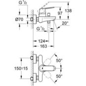 Смеситель для ванны Grohe Eurosmart Cosmopolitan с душевым гарнитуром, хром 32831000 + 26083002 фото 2