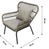 Набор мебели Garden story Конер (2 стула+стол, каркас серый, ротанг темно-б
