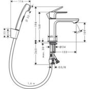 Смеситель для раковины Hansgrohe Rebris S с гигиеническим душем, хром (7221 HG72215000 фото 2