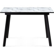 Стеклянный стол Woodville Агни 110(140)х68х76 мрамор белый / черный матовый