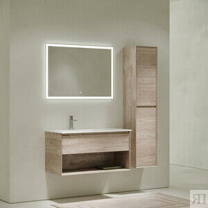Мебель для ванной Sancos Marmi 1.0 100х45 левая, дуб галифакс натуральный