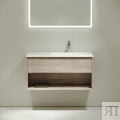 Мебель для ванной Sancos Marmi 1.0 100х45 правая, дуб галифакс натуральный