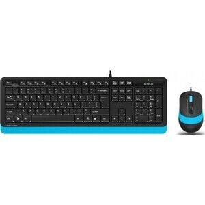 Комплект клавиатура и мышь A4Tech Fstyler F1010 клав-черный/синий мышь-черн