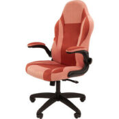 Кресло Chairman game 55 розововый/бордо велюр Т26/Т28 пластик черный (00-07