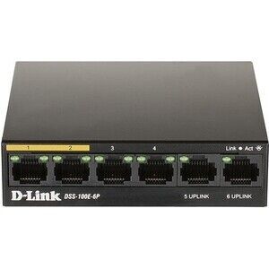 Коммутатор D-Link DSS-100E-6P/A1A 6x100Mb 1G неуправляемый