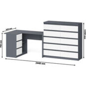 Комплект СВК Мори Стол компьютерный МС-16 левый + Комод МК1200.10, цвет гра