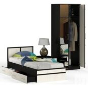 Комплект мебели СВК Сакура спальня № 2 кровать 90x200, тумба, шкаф 80, венг