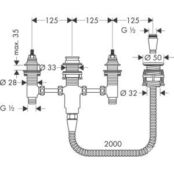 Механизм Hansgrohe для смесителя на борт ванны, четыре отверстия (13244180) HG13244180 фото 2