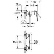 Смеситель для душа Grohe BauEdge с душевым гарнитуром, хром (23636000, 2608 23636000 + 26083002 фото 2