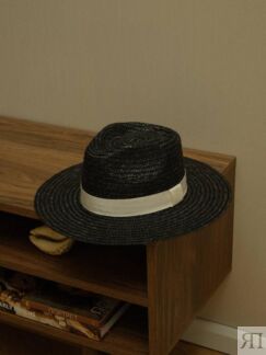 Шляпа федора из пшеничной соломы чёрная, размер 55-56, MYARI