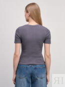 Базовая футболка в рубчик с вышивкой Zarina
