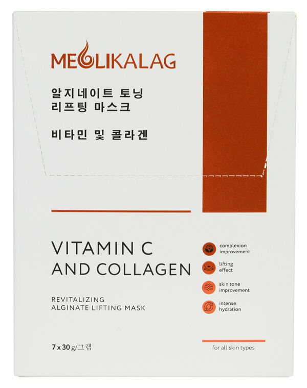 Альгинатная тонизирующая лифтинг-маска с витамином С и коллагеном MEOLI 7шт