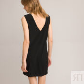 Платье Прямое короткое круглый вырез без рукавов 46 черный