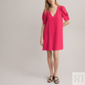 Платье Короткое с V-образным вырезом короткие рукава 42 розовый