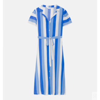 Платье-рубашка Длинное короткие рукава в полоску XS синий