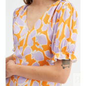 Платье С короткими напускными рукавами и принтом XL оранжевый