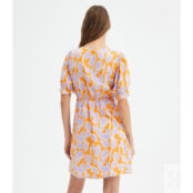 Платье С короткими напускными рукавами и принтом XL оранжевый