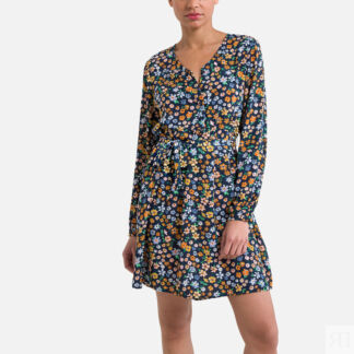 Платье С цветочным принтом и V-образным вырезом XL разноцветный
