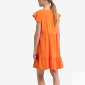 Платье Укороченное с короткими рукавами S оранжевый