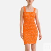 Платье Короткое с принтом с квадратным вырезом XS оранжевый