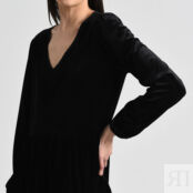 Платье С длинными рукавами с V-образным вырезом L черный