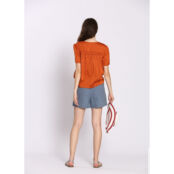 Блузка С короткими рукавами и V-образным вырезом 3(L) оранжевый