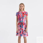 Платье-рубашка С цветочным принтом L розовый