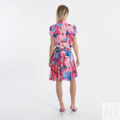 Платье-рубашка С цветочным принтом XS розовый