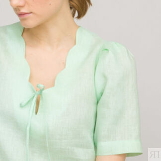 Блузка Из чистого льна с V-образным вырезом и короткими рукавами 36 (FR) -