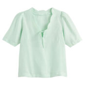 Блузка Из чистого льна с V-образным вырезом и короткими рукавами 34 (FR) -