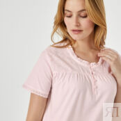Ночная Рубашка с английской вышивкой 50/52 (FR) - 56/58 (RUS) розовый