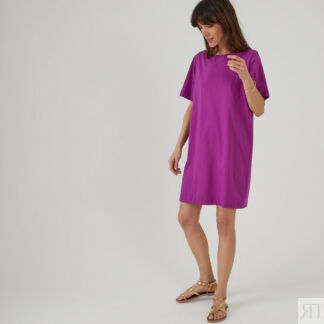 Платье-футболка с круглым вырезом короткими рукавами  XL фиолетовый