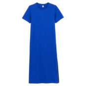 Платье-футболка Длинное с круглым вырезом и короткими рукавами XS синий