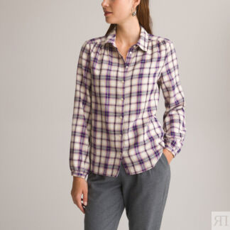 Рубашка в клетку с длинными рукавами  50 (FR) - 56 (RUS) фиолетовый