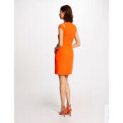 Платье Короткое приталенное V-образный вырез без рукавов 42 оранжевый