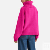 Пуловер с высоким воротником пышный трикотаж  XS розовый