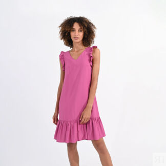 Платье короткое с воланами  S розовый