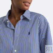 Рубашка В полоску с длинными рукавами M синий