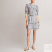 Платье Короткое воротник-стойка короткие рукава с принтом 50 другие