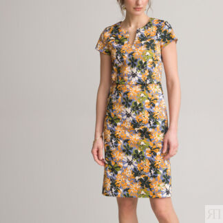 Платье Средней длины с цветочным принтом 42 разноцветный