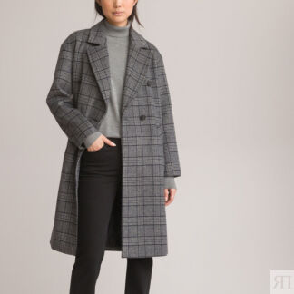 Пальто Длинное в клетку 44 (FR) - 50 (RUS) серый