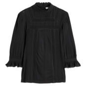 Блузка С воротником-стойкой и короткими рукавами M черный