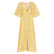 Платье Длинное с V-образным вырезом короткими рукавами с напуском 40 желтый