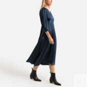 Платье длинное бархатистое рукава 34  2(M) синий