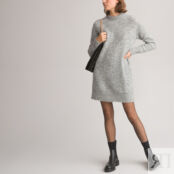 Платье-пуловер короткое длинные рукава из смешанной шерсти  XS серый