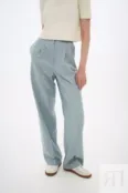 Шерстяные брюки прямого кроя голубые YouStore